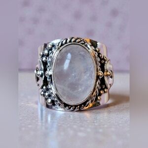 NWT Solid 925 Sterling Silver Rose Quartz Ring